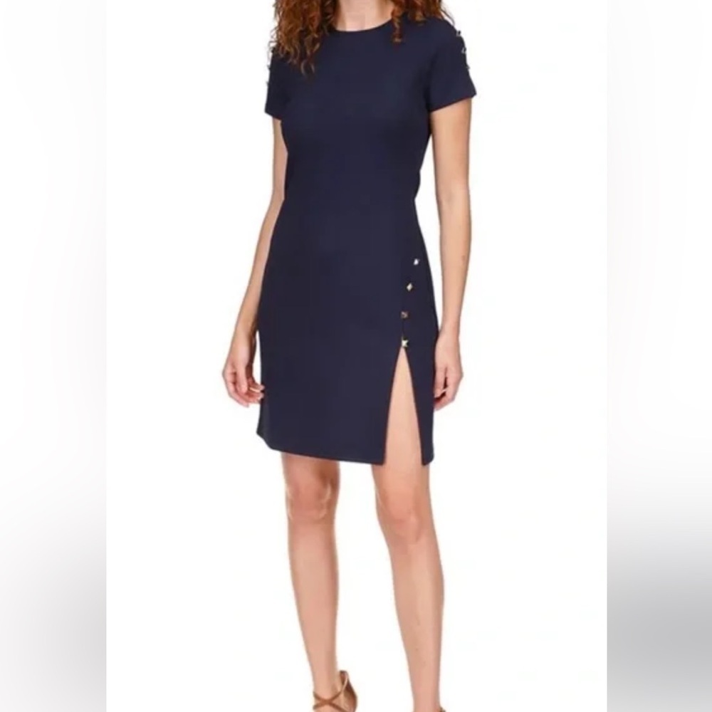 NWT MICHAEL Michael Kors Women's Pyramid-Button Slit Dress Size L